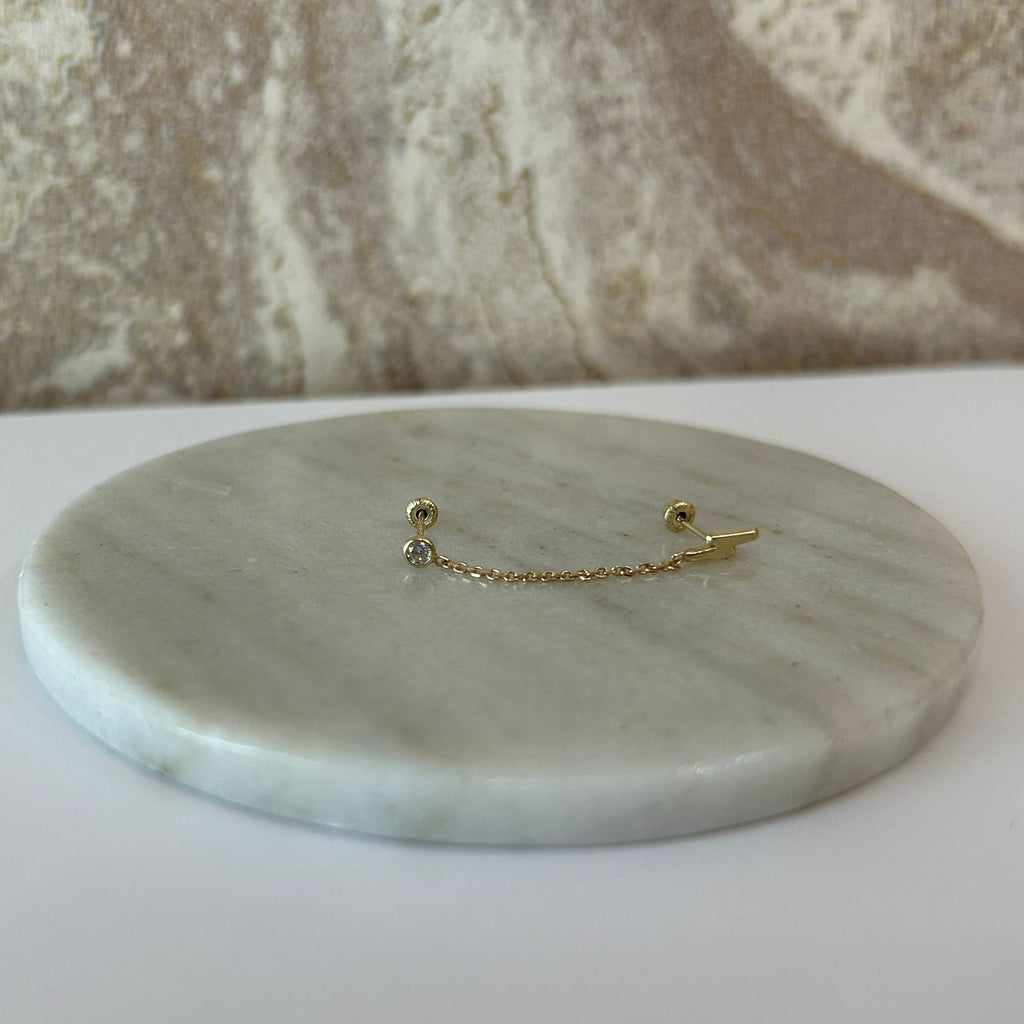 ARETE DOBLE RAYO ZIRCONIA ORO 10K