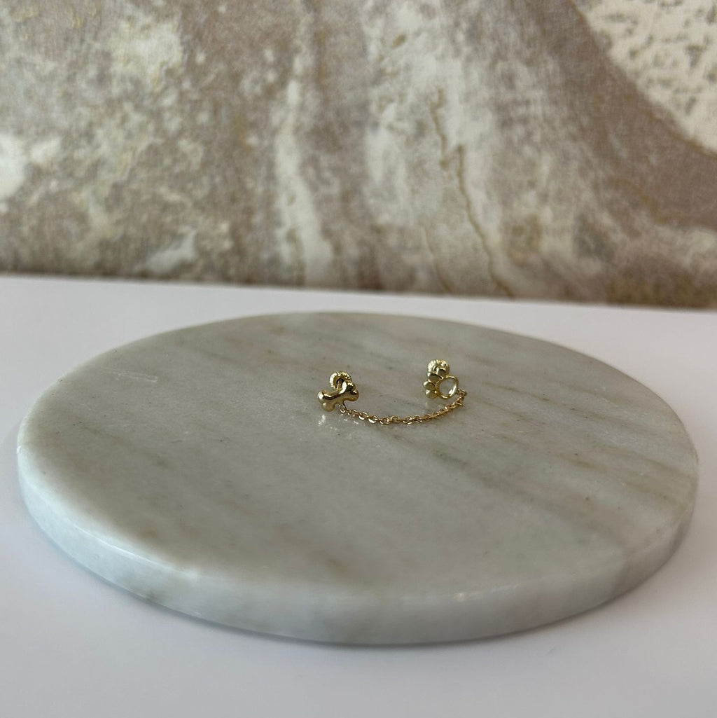 ARETE DOBLE HUESO HUELLA ORO 10K