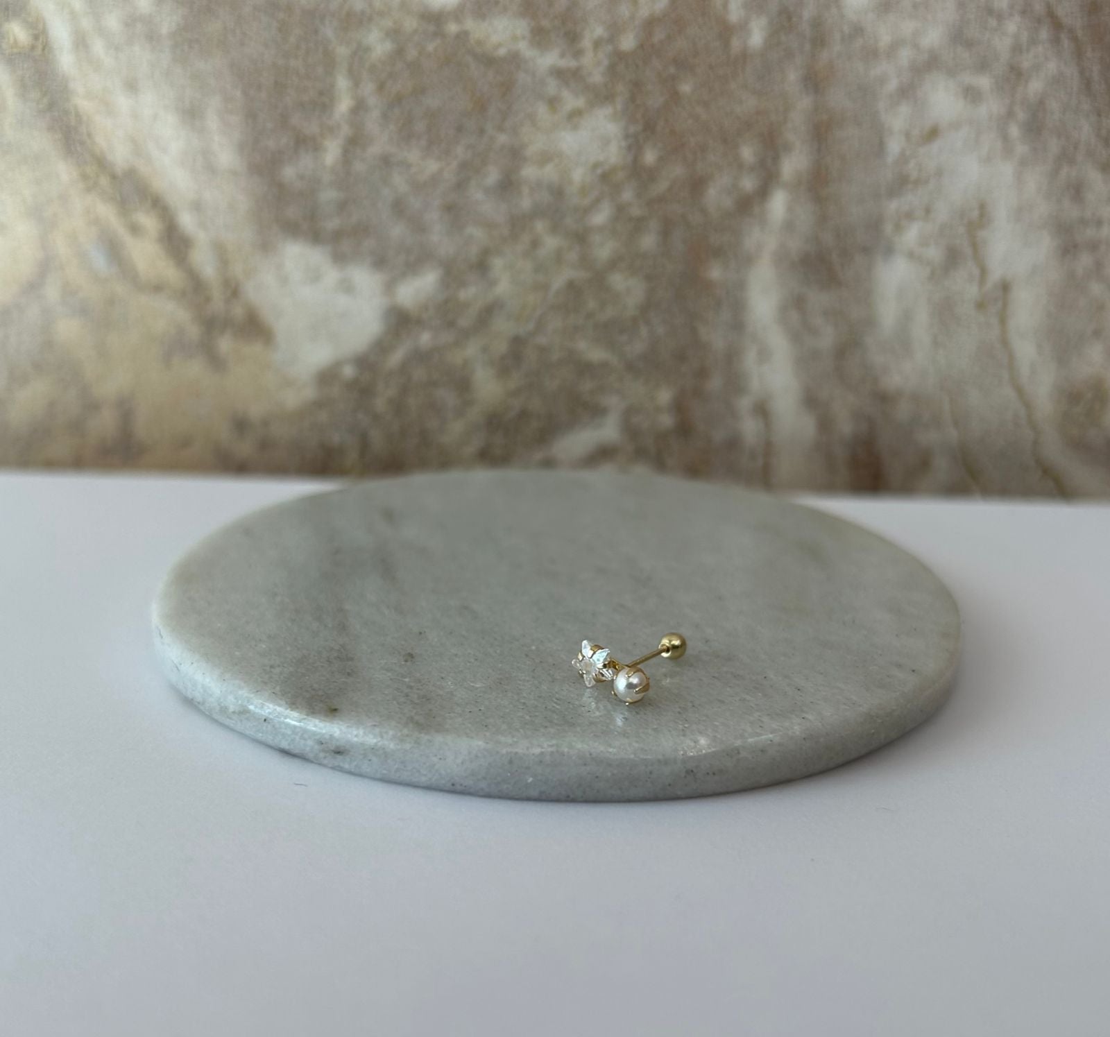 ARETE STAR PEARL ORO 10K